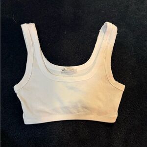 Zara White Ribbed Crop Top